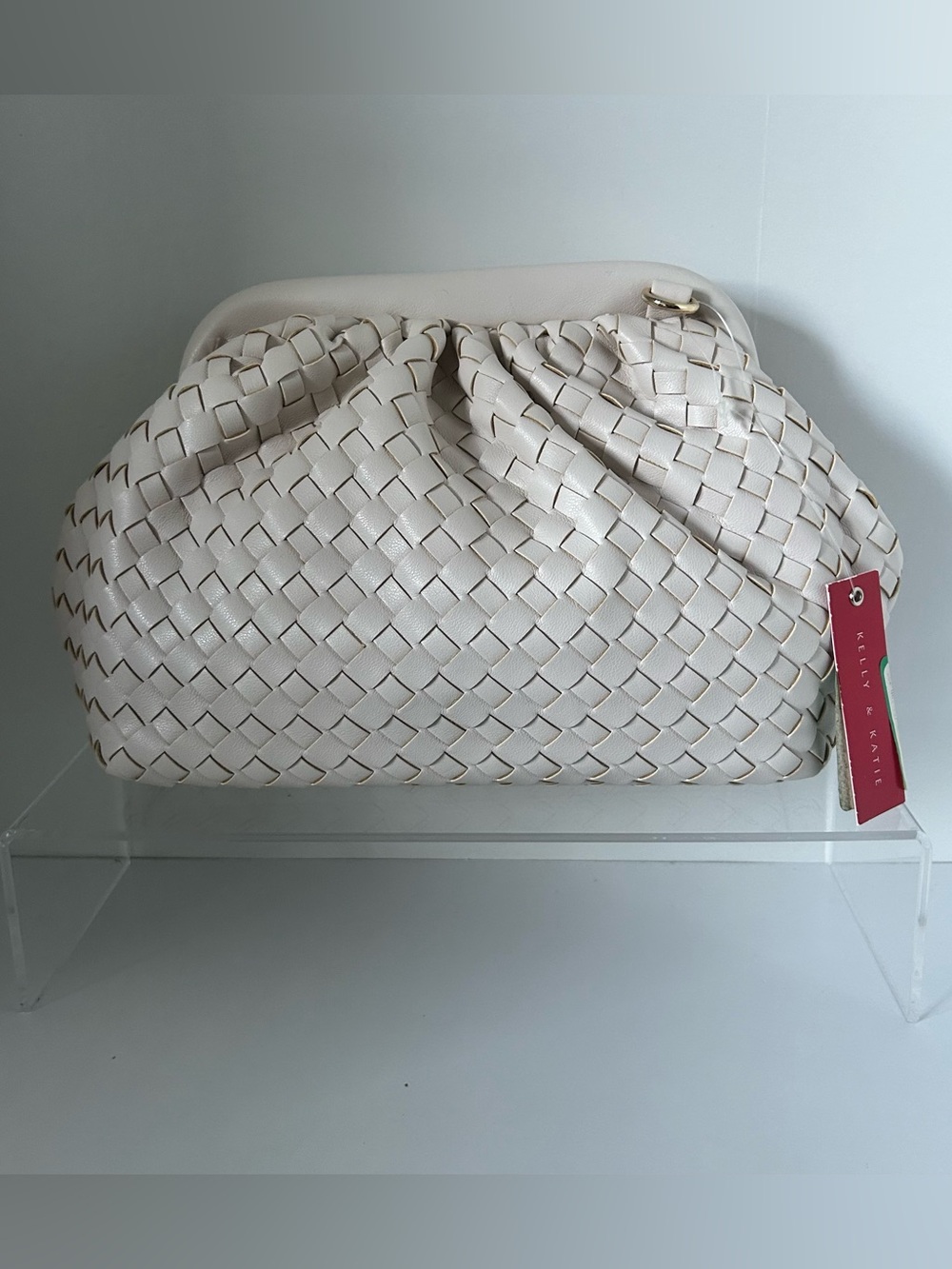 Kelly & Katie Cream Woven Frame Clutch